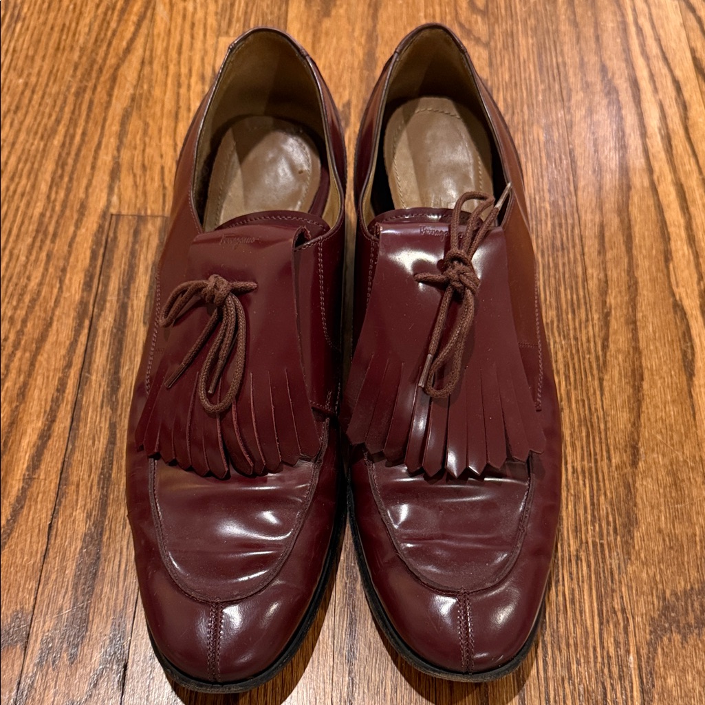 Salvatore Ferragamo Burgundy Leather Loafers